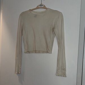 Something Navy Cream Long Sleeve Crop Top